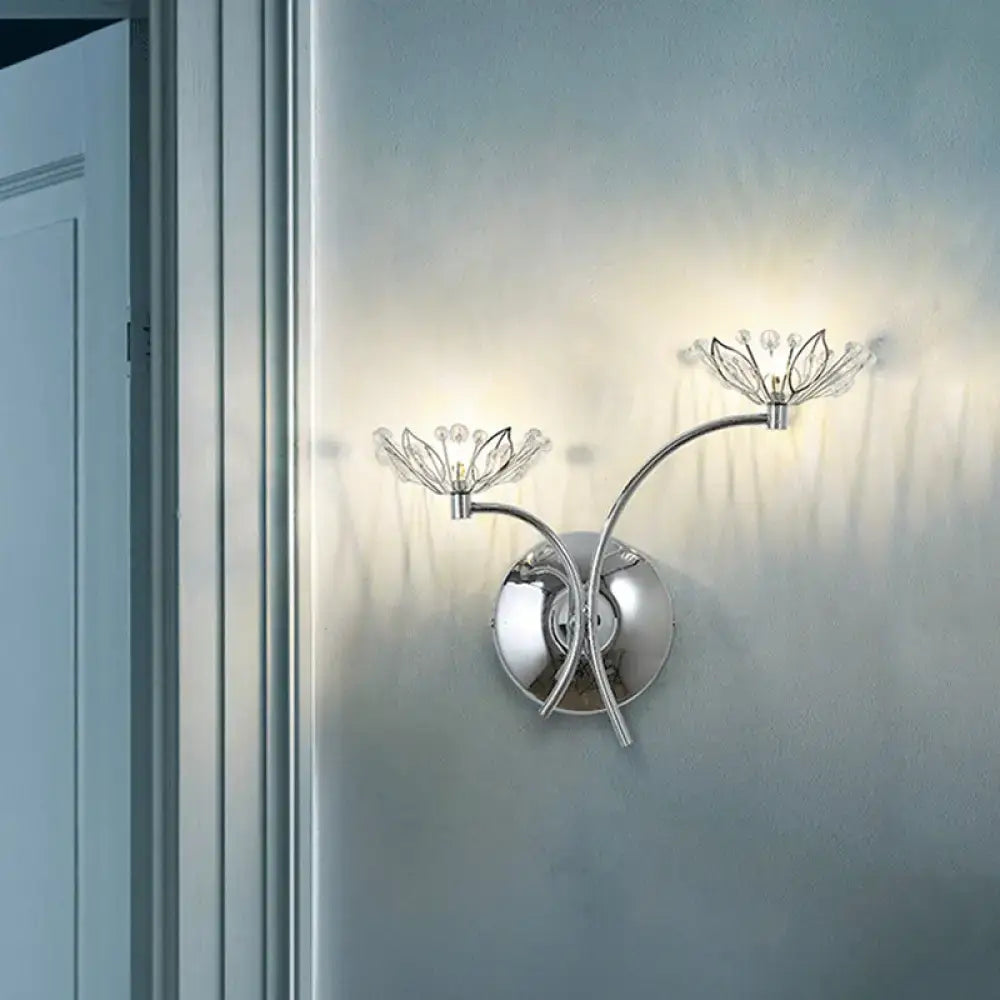 Chrome Crystal Stamen Wall Sconce with crystal petals, chrome finish Decorbites on Tampa Home & Garden Store