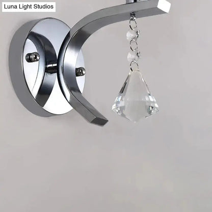 Decorbites modern chrome wall light fixture with crystal pendant for bedroom on Tampa Home & Garden Store