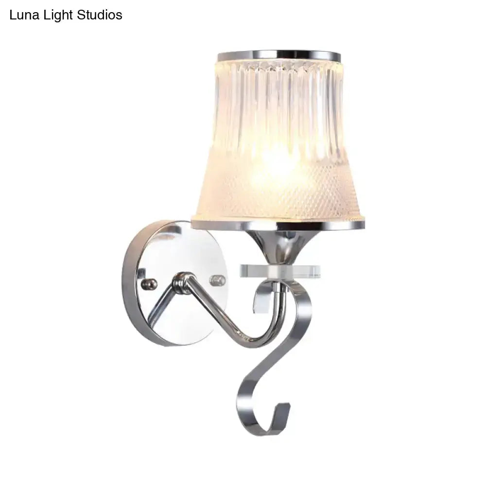 Modern chrome frosted glass wall sconce with crystal shade by Decorbites on Tampa Home & Garden Store