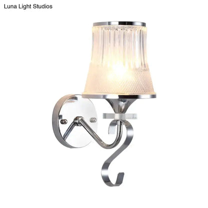Modern chrome frosted glass wall sconce with crystal shade by Decorbites on Tampa Home & Garden Store