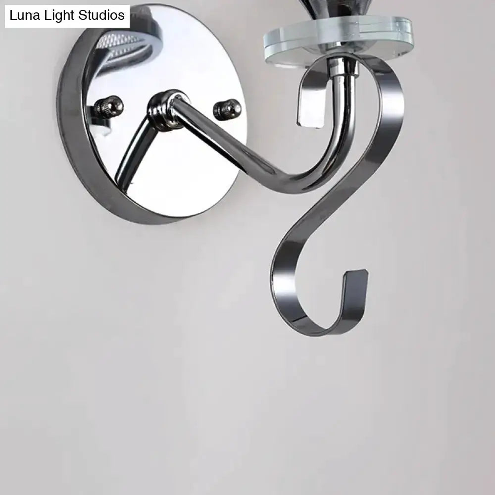 Wall light fixture Decorbites chrome frosted glass with crystal pendant, modern bedroom sconce on Tampa Home & Garden Store