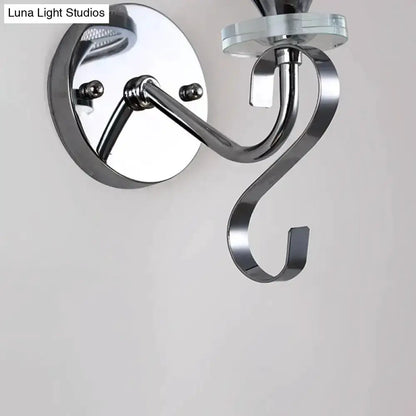 Wall light fixture Decorbites chrome frosted glass with crystal pendant, modern bedroom sconce on Tampa Home & Garden Store