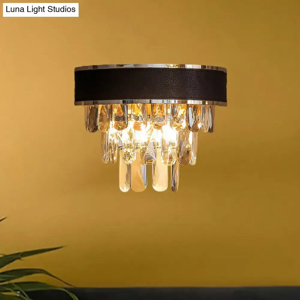 Gold Crystal Block Sconce with black band and crystal drops, Decorbites Home & Garden on Tampa Home & Garden Store