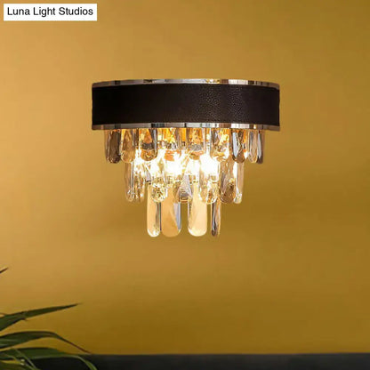 Gold Crystal Block Sconce with black band and crystal drops, Decorbites Home & Garden on Tampa Home & Garden Store