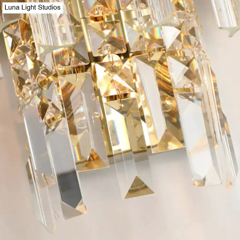 Chrome and Gold Crystal Prism Sconce Wall Lamp