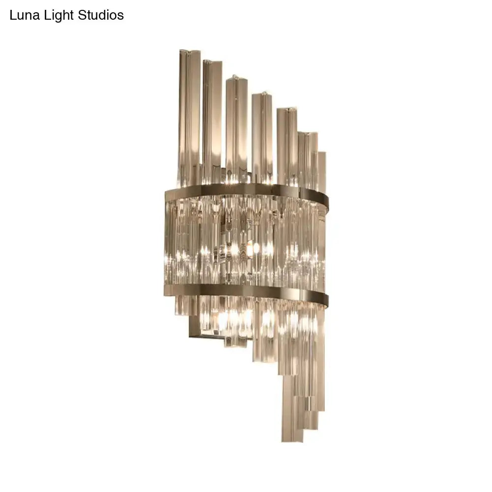 Chrome and Gold Crystal Prism Sconce Wall Lamp