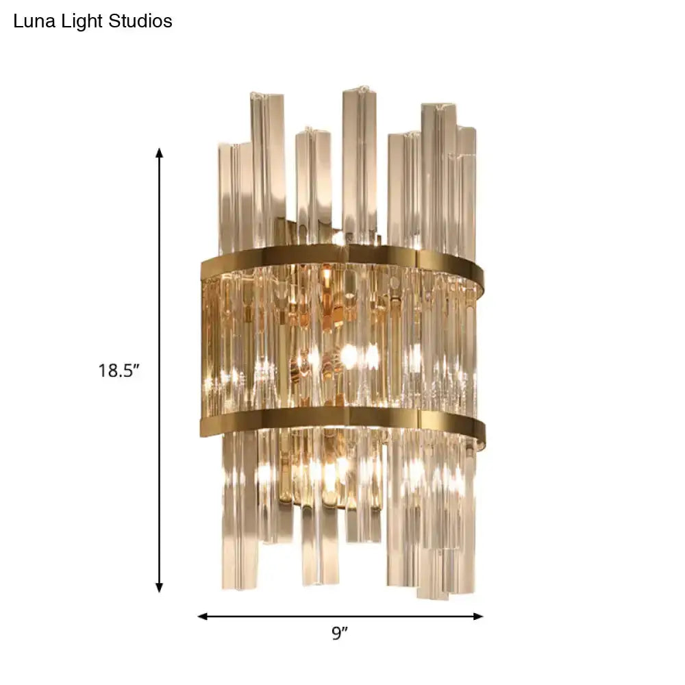 Chrome and Gold Crystal Prism Sconce Wall Lamp
