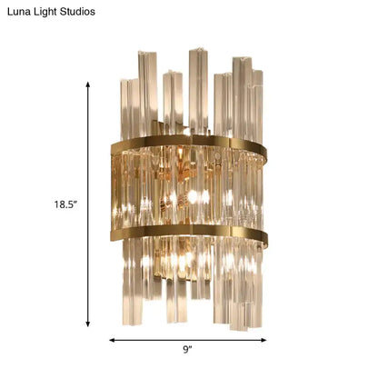 Chrome and Gold Crystal Prism Sconce Wall Lamp