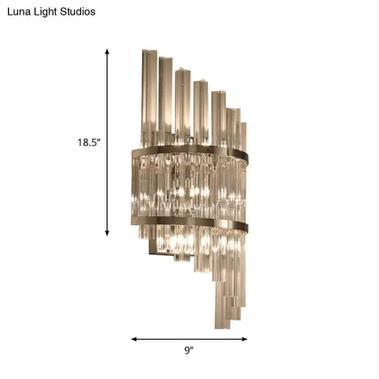 Chrome and Gold Crystal Prism Sconce Wall Lamp