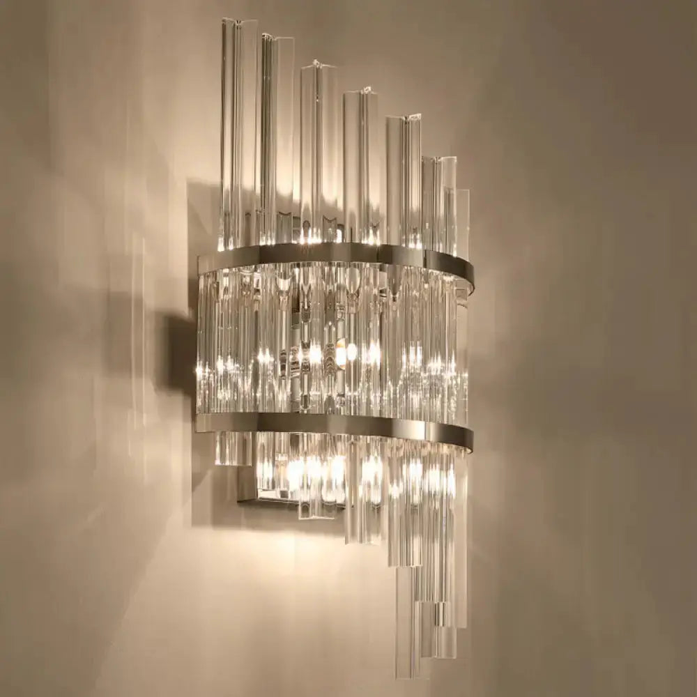 Chrome and Gold Crystal Prism Sconce Wall Lamp