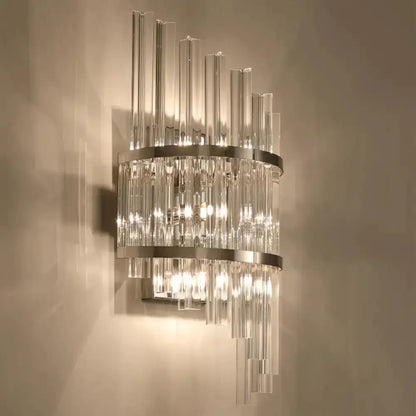 Chrome and Gold Crystal Prism Sconce Wall Lamp