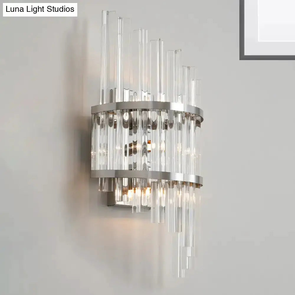 Chrome and Gold Crystal Prism Sconce Wall Lamp