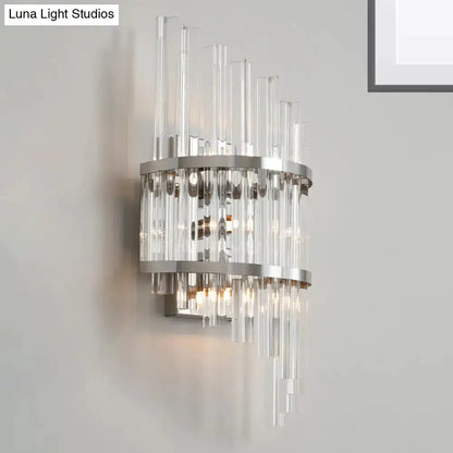 Chrome and Gold Crystal Prism Sconce Wall Lamp