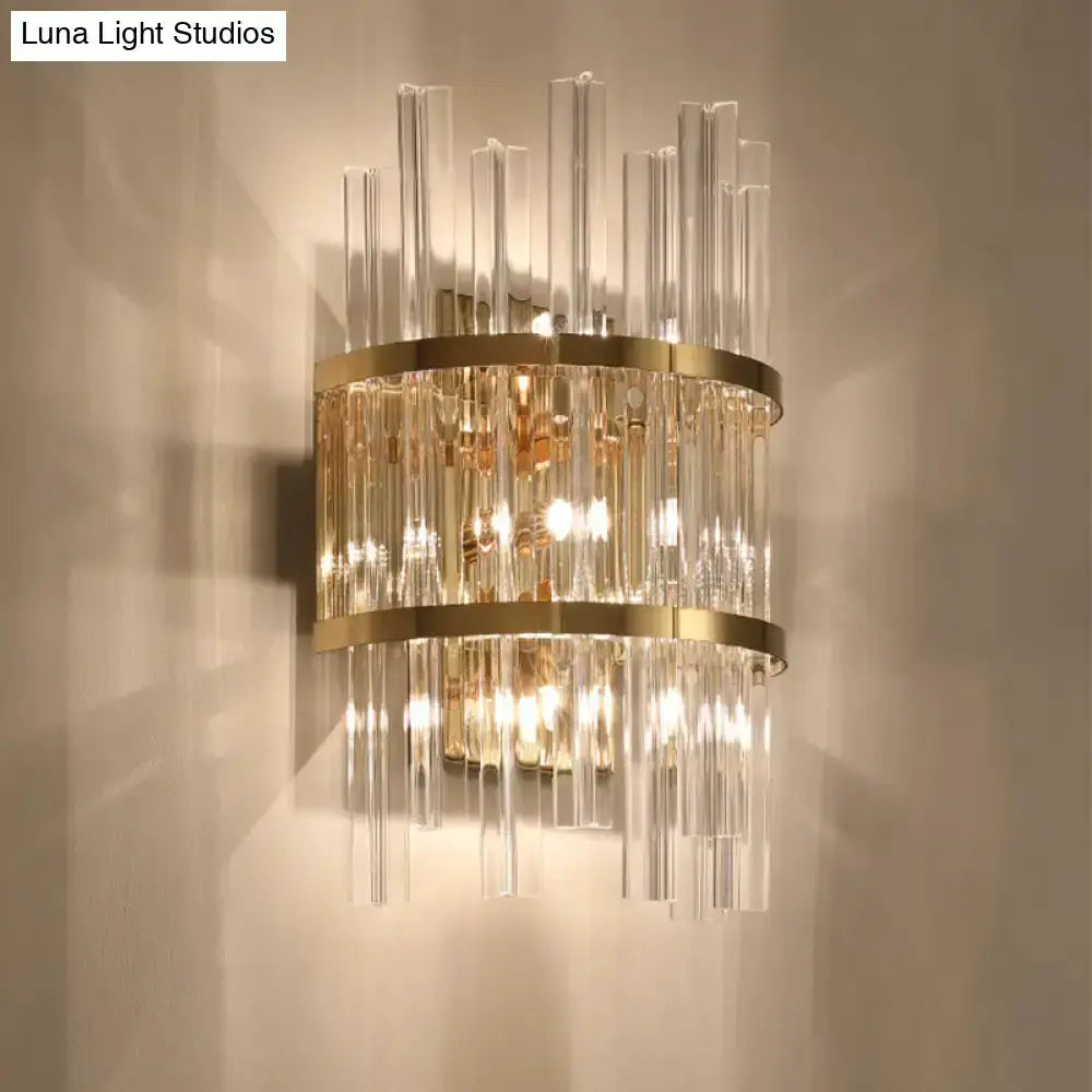 Chrome and Gold Crystal Prism Sconce Wall Lamp