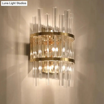 Chrome and Gold Crystal Prism Sconce Wall Lamp