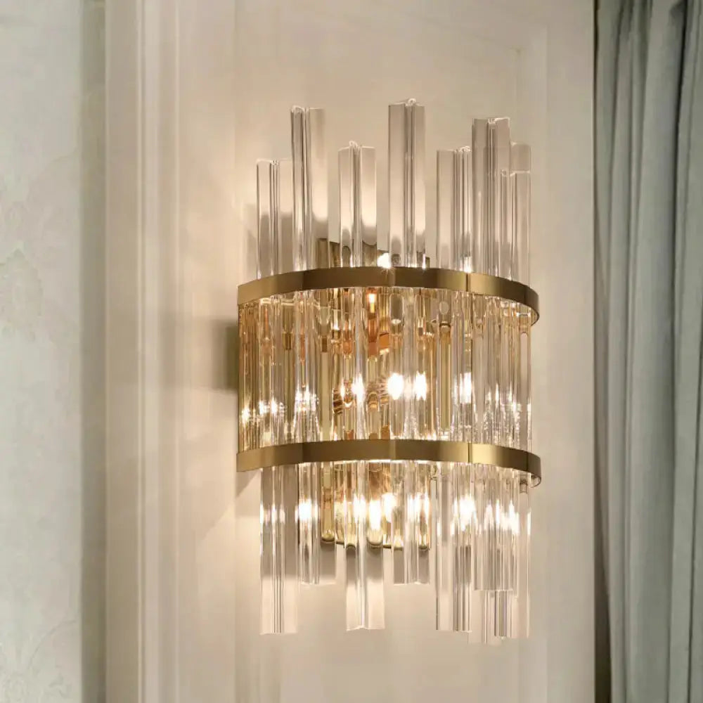 Chrome and Gold Crystal Prism Sconce Wall Lamp