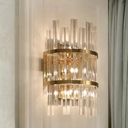 Chrome and Gold Crystal Prism Sconce Wall Lamp