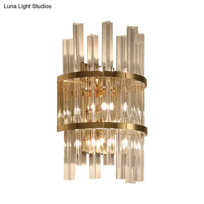 Chrome and Gold Crystal Prism Sconce Wall Lamp