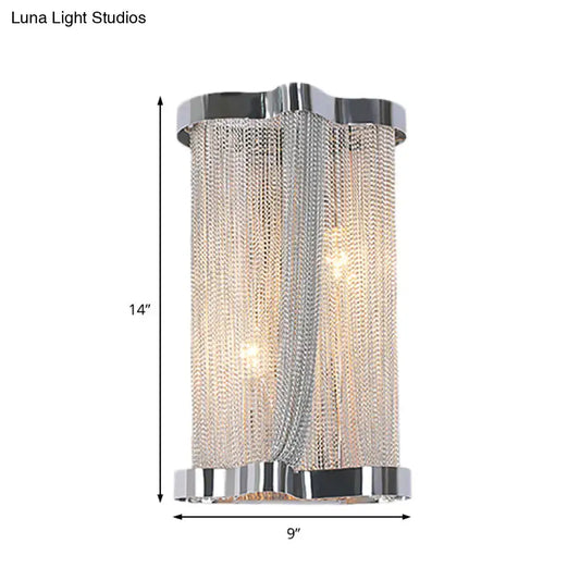 Vintage Aluminum Wall Lamp with Tassel Sconce, Cylinder Shade in Gold/Silver - Set of 2 Lights - Tampa Home & Garden Store