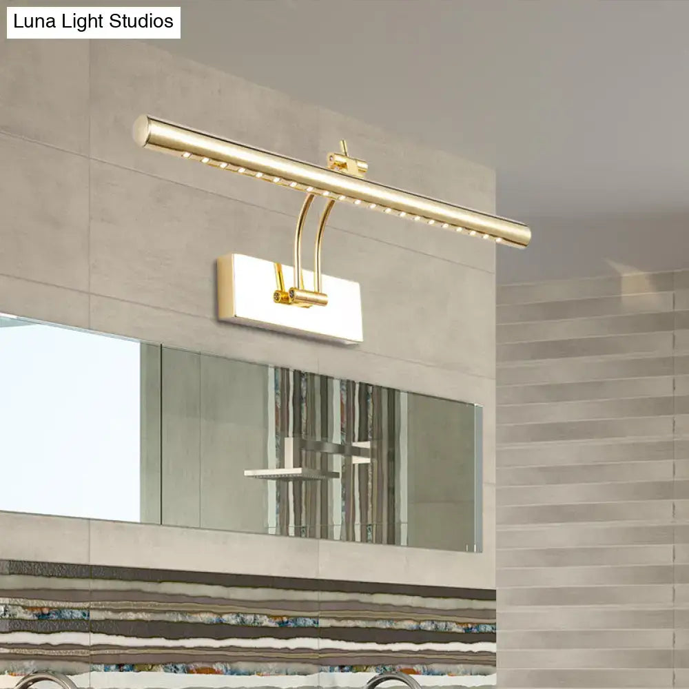 Chrome Tubular Wall Lamp by Decorbites with LED-lit bar and wall mount, bathroom setting on Tampa Home & Garden Store