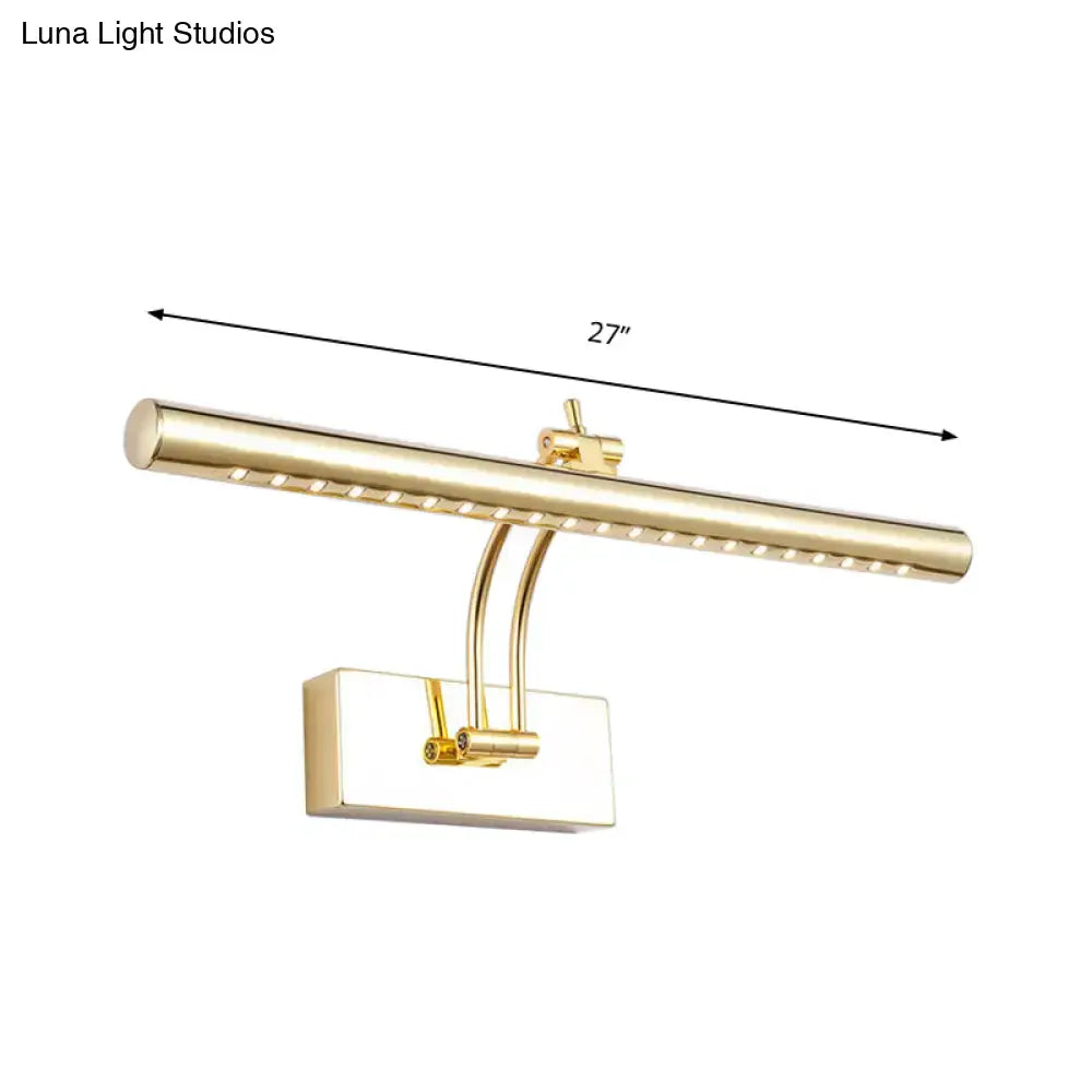 Chrome Tubular Wall Lamp; Decorbites brass tube with curved arm and wall mount, 27 in long on Tampa Home & Garden Store
