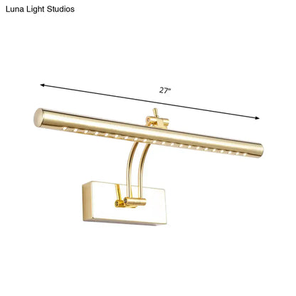 Chrome Tubular Wall Lamp; Decorbites brass tube with curved arm and wall mount, 27 in long on Tampa Home & Garden Store