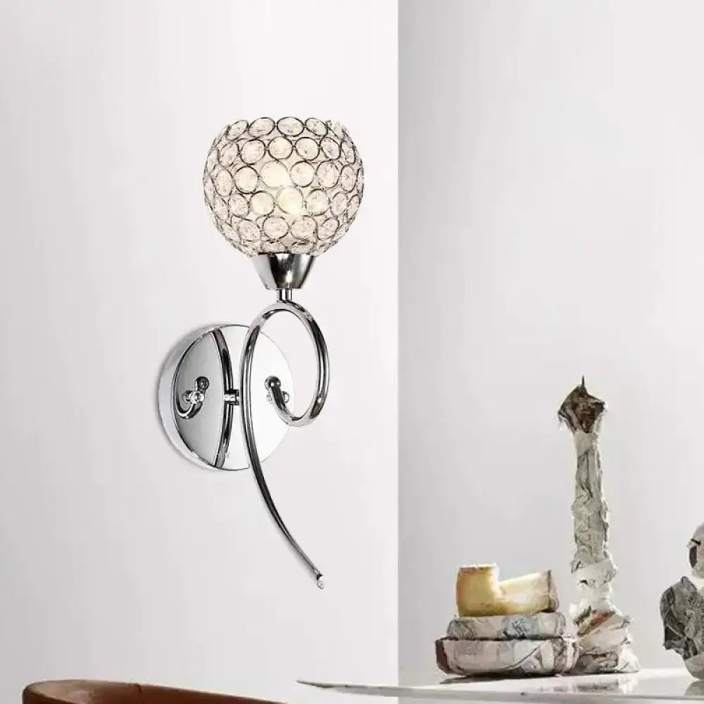 Chrome Hemisphere Crystal Wall Sconce with glass disk shade by Decorbites on Tampa Home & Garden Store