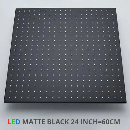 Matte black LED square rain shower head, 24in ceiling sprayer for modern bathrooms on Tampa Home & Garden Store