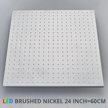 LED brushed nickel square 24-inch rain shower head Decorbites with multiple nozzles on Tampa Home & Garden Store