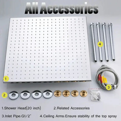 Chrome Led Rain Shower Head with Arm Mount