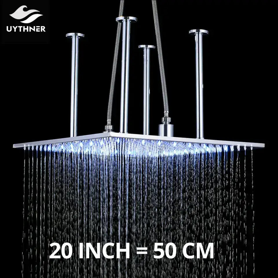 Chrome Led Rain Shower Head with Arm Mount