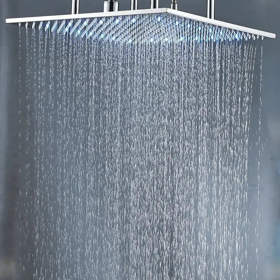 Chrome Led Rain Shower Head with Arm Mount
