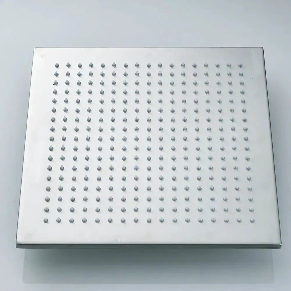 Decorbites modern chrome LED rainfall shower head, square metal fixture with grid of nozzles on Tampa Home & Garden Store