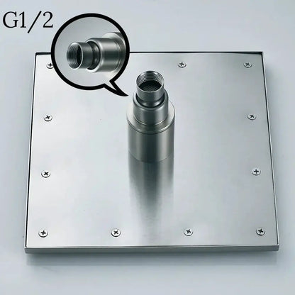 Modern chrome LED rainfall shower head Decorbites with color-changing light, G1/2 inlet on Tampa Home & Garden Store