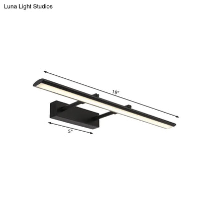 Modern chrome LED vanity light fixture with a 19in long bar on black mount on Tampa Home & Garden Store