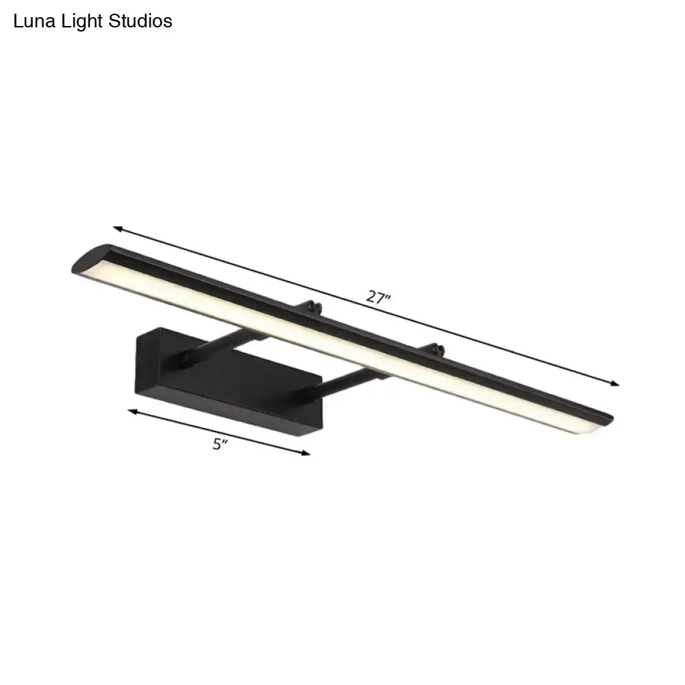 Modern chrome LED vanity light fixture by Decorbites, 27 in long with black mounting base on Tampa Home & Garden Store