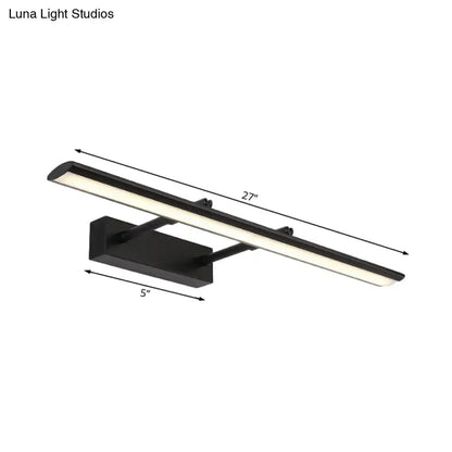 Modern chrome LED vanity light fixture by Decorbites, 27 in long with black mounting base on Tampa Home & Garden Store