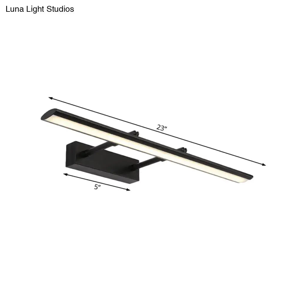 Decorbites modern vanity light fixture, black metal base with frosted LED bar, 23 inches long on Tampa Home & Garden Store