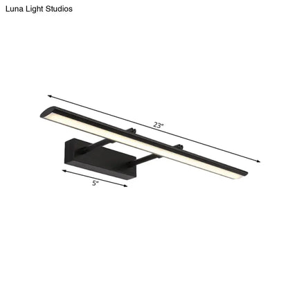 Decorbites modern vanity light fixture, black metal base with frosted LED bar, 23 inches long on Tampa Home & Garden Store