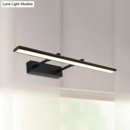 Modern black LED vanity light fixture with a slim horizontal bar and wall mount on Tampa Home & Garden Store