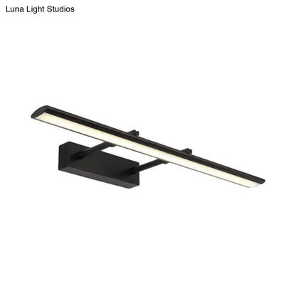 Decorbites modern chrome LED vanity light fixture with linear bar and black mounting base on Tampa Home & Garden Store