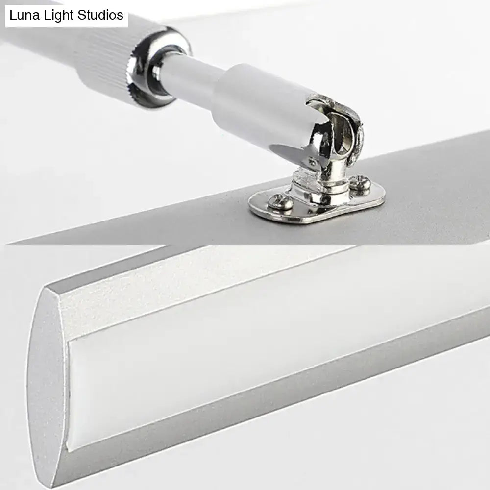Modern chrome LED bathroom vanity light fixture with frosted rectangular shade on Tampa Home & Garden Store