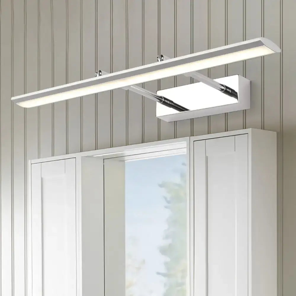 Modern chrome LED bathroom vanity light fixture with dual arms and white backplate Decorbites on Tampa Home & Garden Store