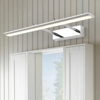Modern chrome LED bathroom vanity light fixture with dual arms and white backplate Decorbites on Tampa Home & Garden Store