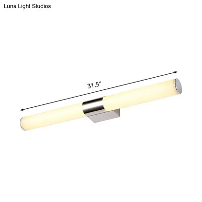 Chrome cylindrical vanity light by Decorbites with frosted tubes, 31.5 in wall-mount bar on Tampa Home & Garden Store