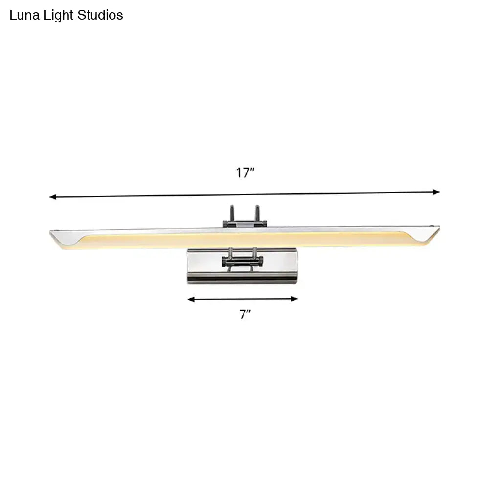 Ultra-Thin LED Nickel Wall Lamp for Bathroom - Simple Style, Warm/White Light (17"/23" Width)