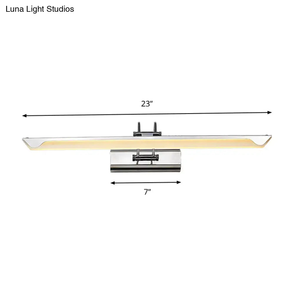 Ultra-Thin LED Nickel Wall Lamp for Bathroom - Simple Style, Warm/White Light (17"/23" Width)