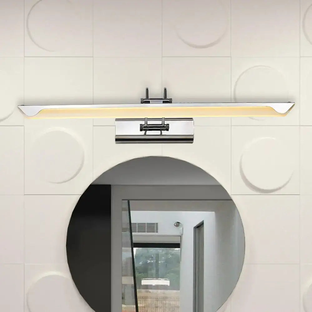 Ultra-Thin LED Nickel Wall Lamp for Bathroom - Simple Style, Warm/White Light (17"/23" Width)