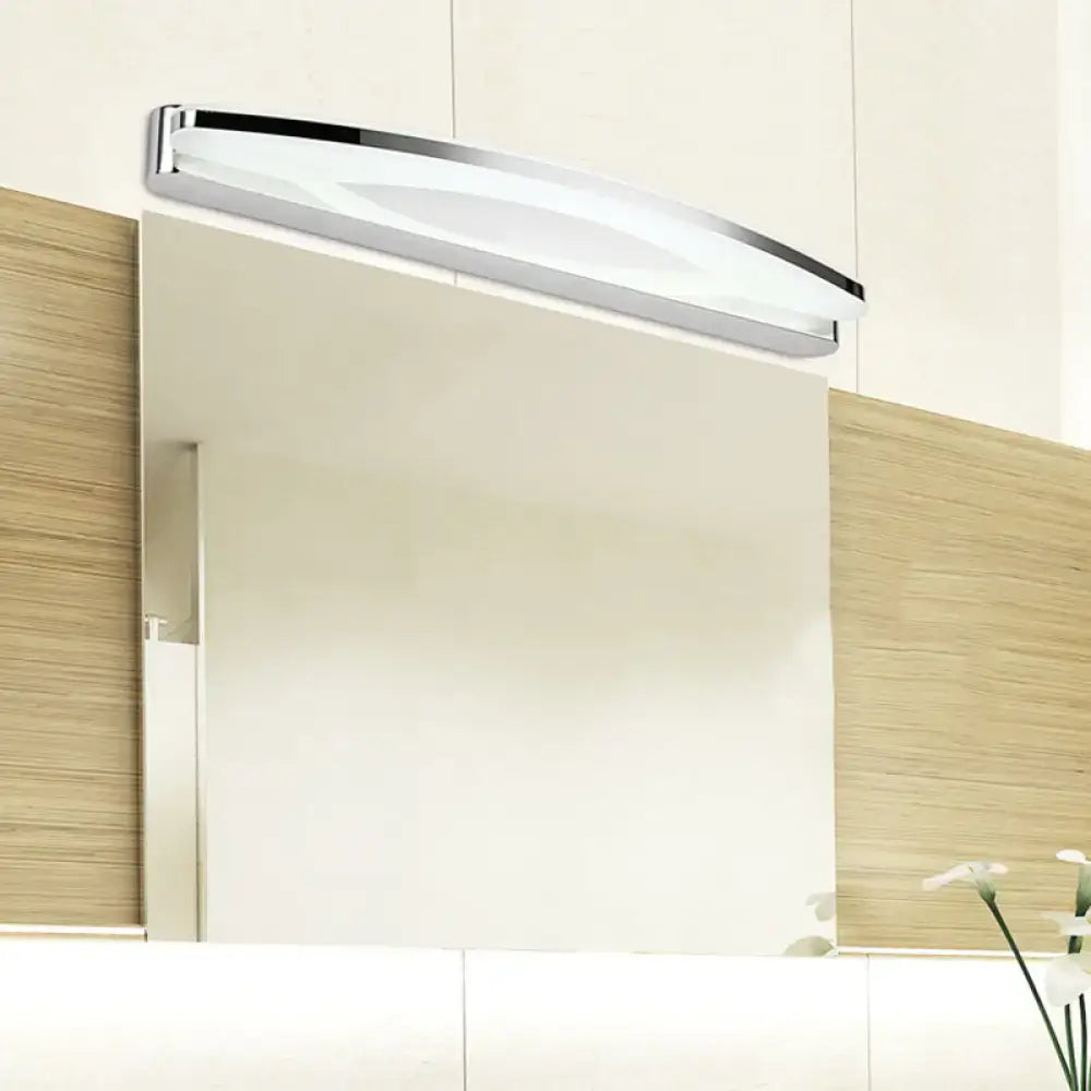 Modern chrome LED wall light sconce curved frosted diffuser Decorbites bathroom vanity on Tampa Home & Garden Store