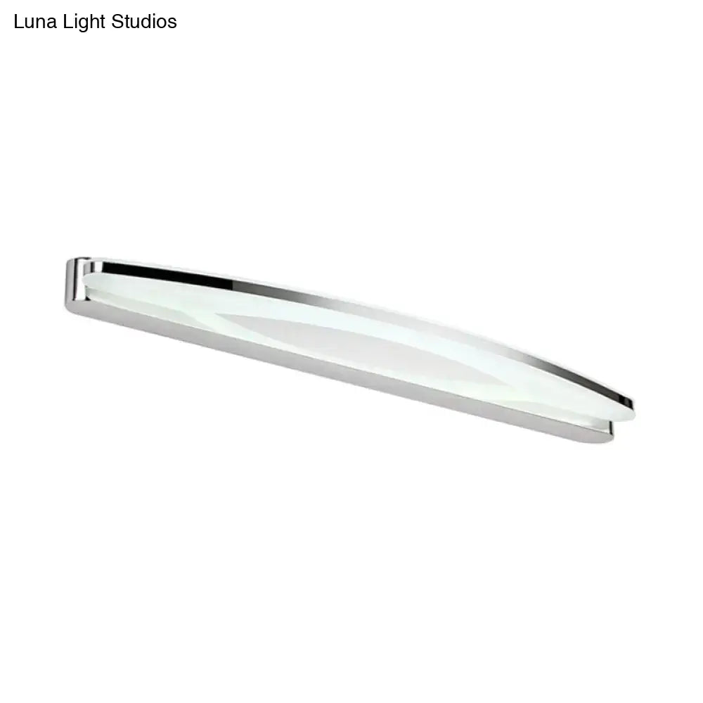 Modern chrome LED wall sconce with elongated frosted diffuser for bathroom vanity on Tampa Home & Garden Store